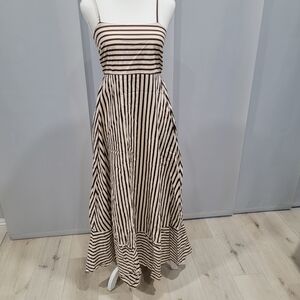 Japna Black and White Striped Maxi Dress